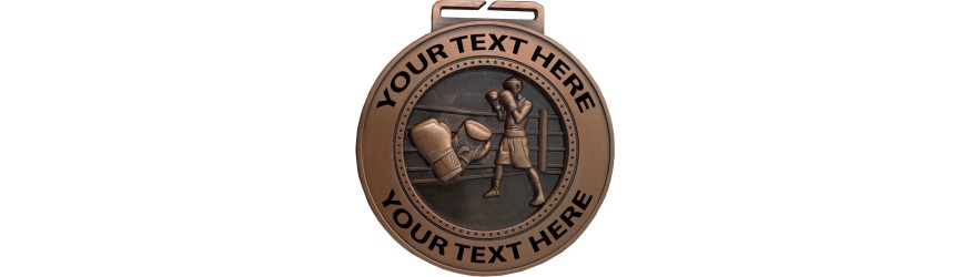 70MM BOXING CUSTOM BORDER MEDAL (6MM THICK) -GOLD/SILVER/BRONZE